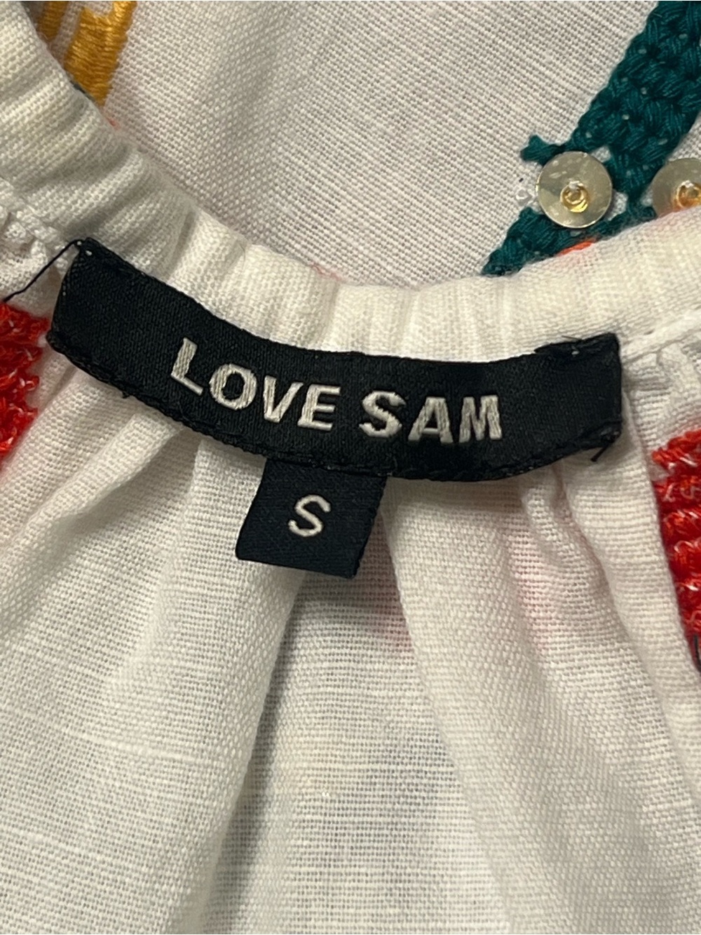 Anthropologie Love Sam Jillian Embroidered cotton linen Top S - Picture 9 of 9